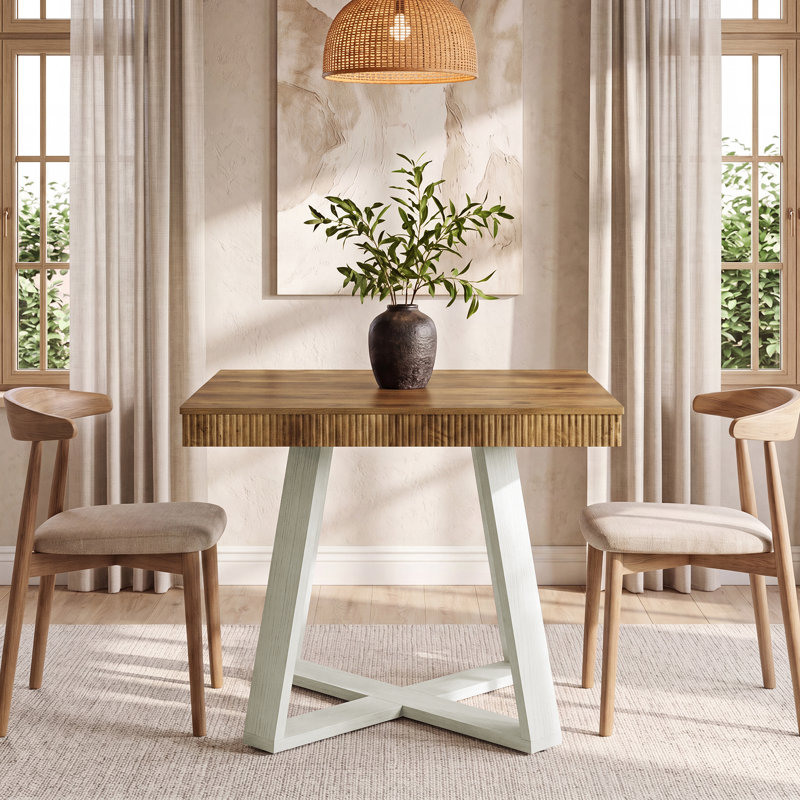 Square Dining Table for 4, White Base