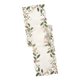 Lenox Holiday Nouveau Holly & Berries Embroidered Runner