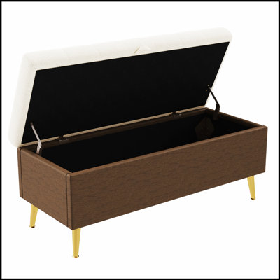 Modern Storage Ottoman Bench With Spacious Hidden Compartment And Soft Tufted Bouclé Cushion For Living Room, Bedroom, And Entryway