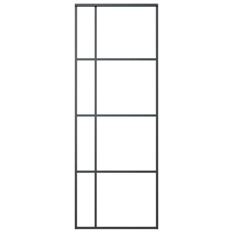 Jamarie Glass and Aluminium Barn Doors, 205cm H x 76cm W x 5cm D, Black