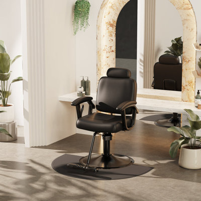 Premium Black Salon Chair, Reclining Salon Chair With Removable Headrest, Durable Steel Frame Stylist Hair Chair 360 Swivel All Purpose Hair Salon Chair For Barbershop Weight Capacity 330 Lbs