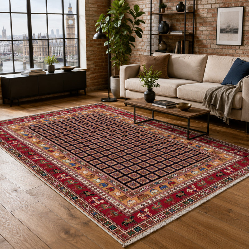 Vintage Look Cotton and Chenille Flatweave Area Rug, 200 cm round