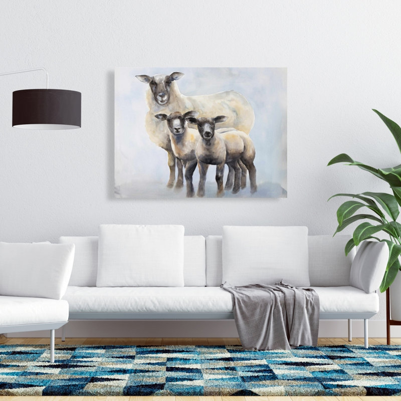Famille de moutons - Toile brune pour animaux | Reproduction d'art