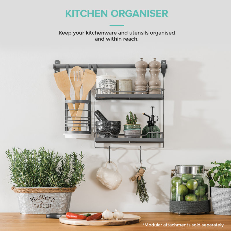 Woodside Plastic Cabinet Shelving Rack, Grey, 6.1cm H x 79cm W x 19cm D