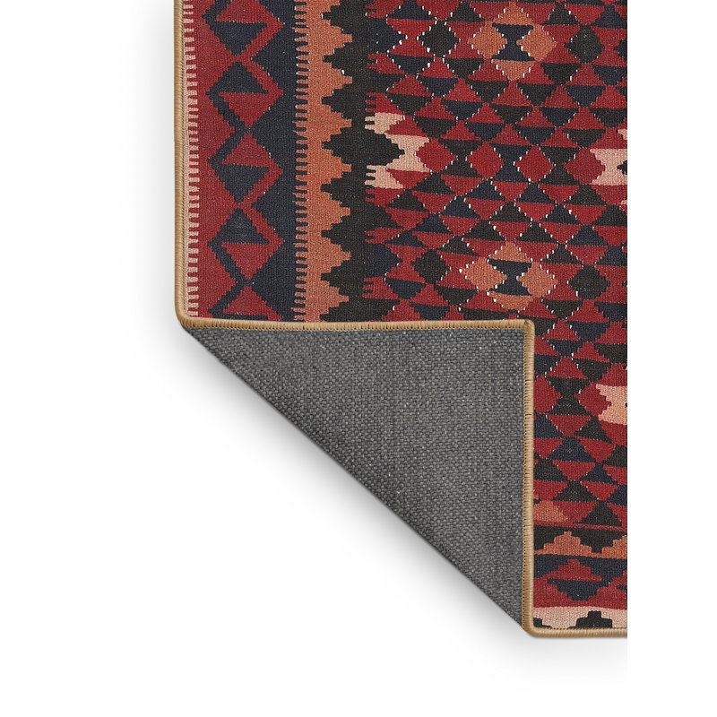 Tapis rouge / noir Southwestern, Rectangle 8 pi x 10 pi