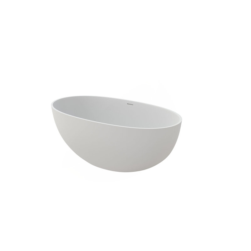 55" Premium Solid Surface Deep Soaking Bathtub, Matte White