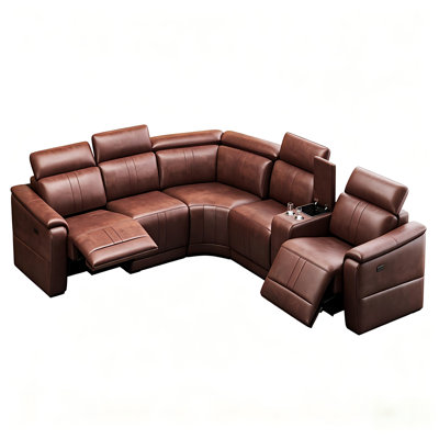 Canapé modulaire en cuir avec 5 porte-gobelets