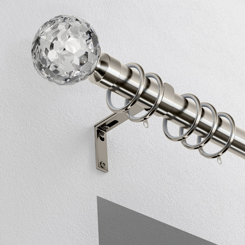 Satin Silver 2.8cm Single Curtain Pole, 5cm H x 240cm W x 13cm D