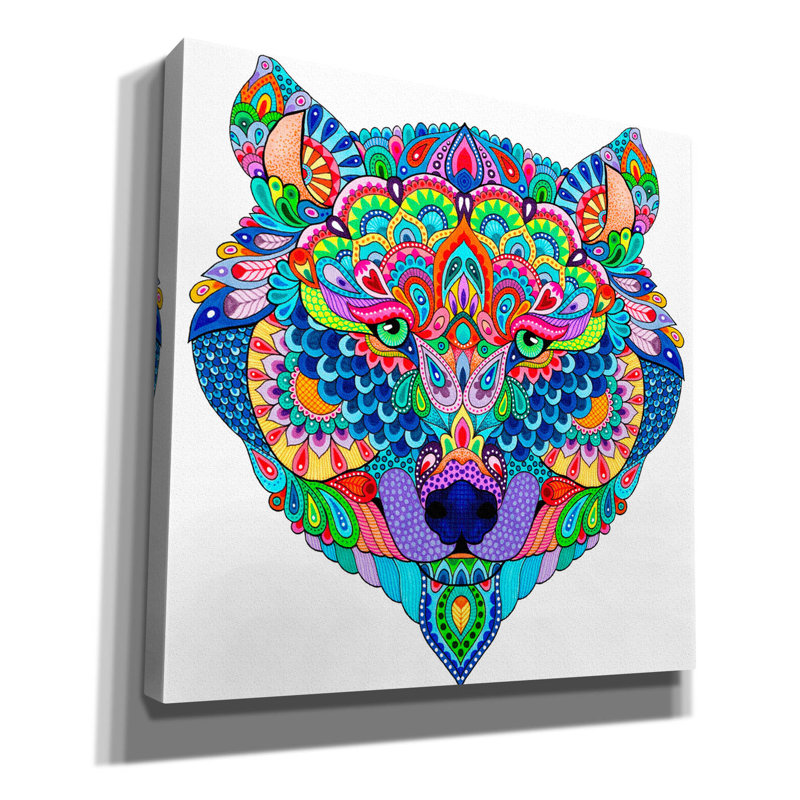 "Loup bleu" par Hello Angel, H 26 po x l 26 po x P 1,5 po