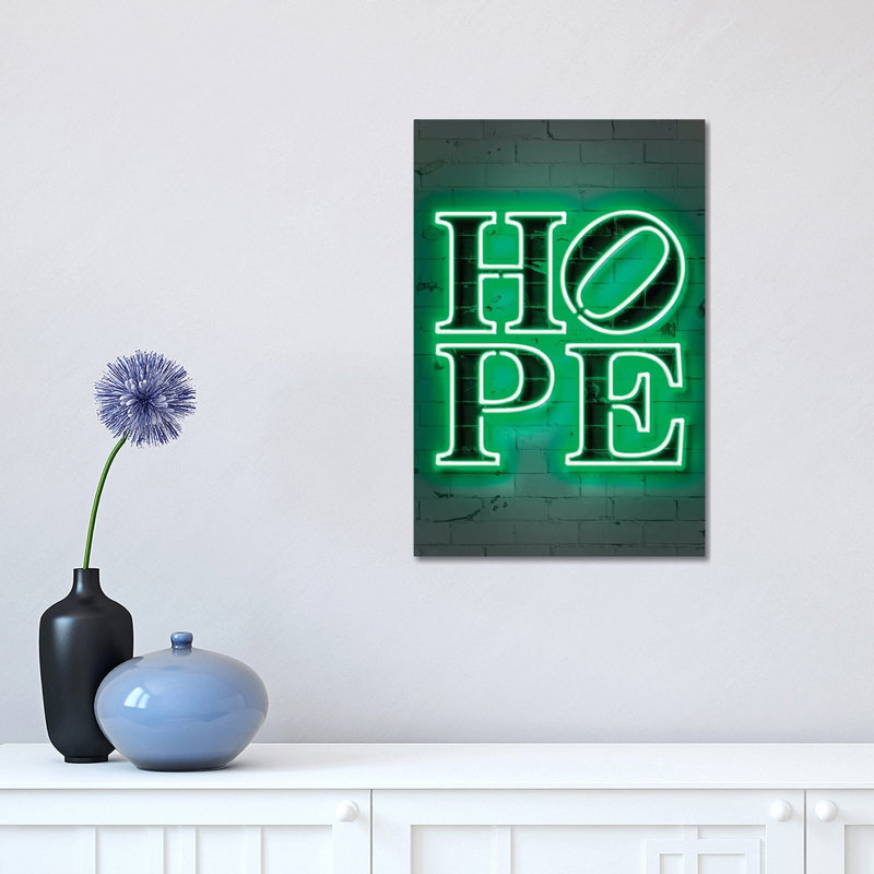 "Hope" par Octavio Mielu-impression d’art textuel, H 18 po x l 12 po x 1,5 po, Toile tendue, Pas de tapis
