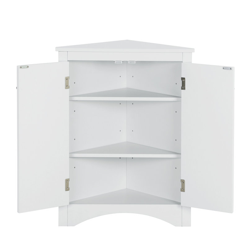 Armoire de rangement blanche triangulaire avec tablettes réglables pratiques et pratiques, Blanc