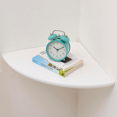 Tablette de coin flottante en bois de chêne massif avec trou en fil métallique pour haut-parleur, plante, rangement photo-compact pour chambre à coucher, cuisine, salon