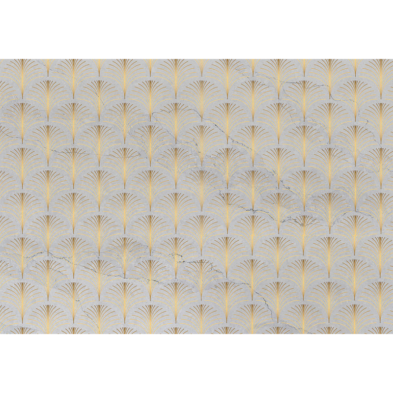 Papier peint abstrait - Motif linéaire avec or, L 177 po x L 124 po