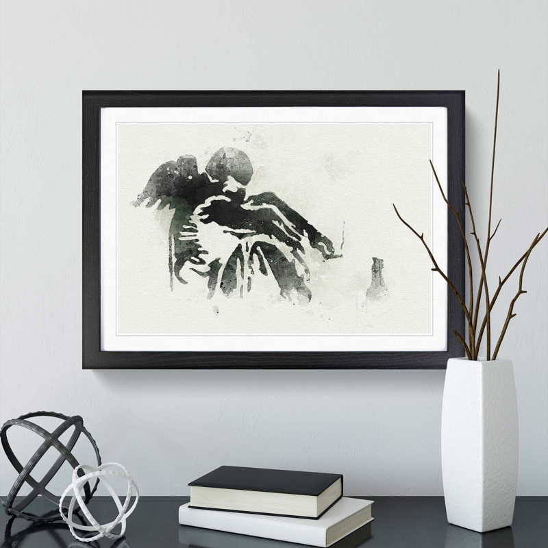 Drunken Angel by Banksy - Picture Frame Graphic Art Print, 27cm H x 36cm W x 2cm D, Black Framed