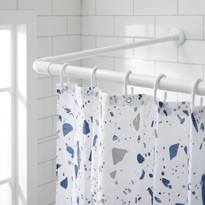 L-Shaped Telescopic Shower Curtain Rail, Adjustable 1400-2600mm