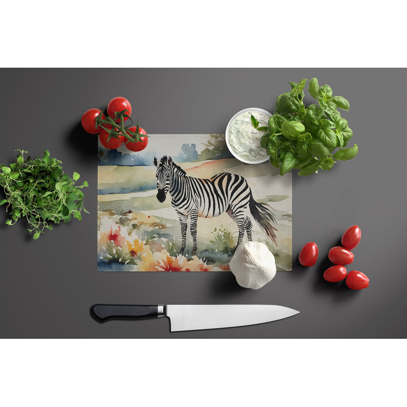 Zebra Glass Cutting Board Large
