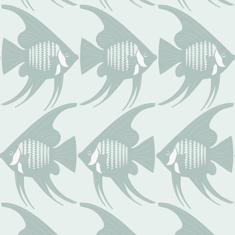 Angel Fish - papier peint bleu Baha