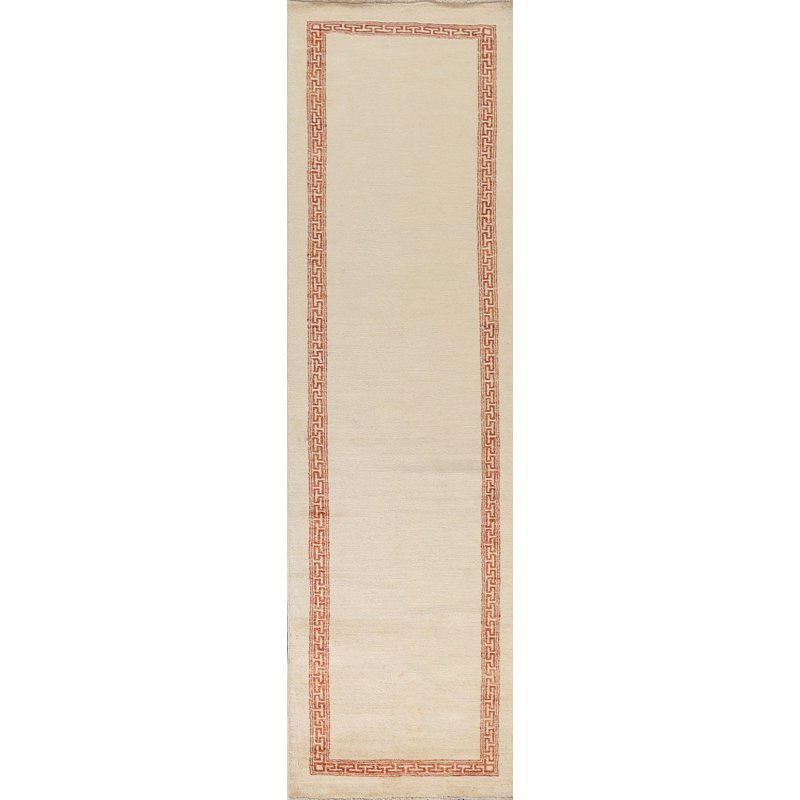 Gabbeh Kashkoli One-of-a-Kind 2'7" x 10'0" New Age Runner Wool Area Rug in Ivory