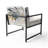 Dilsey White Stained Glass  - Abstract Stained Glass Upholstered Metal Arm Chair-1525839185