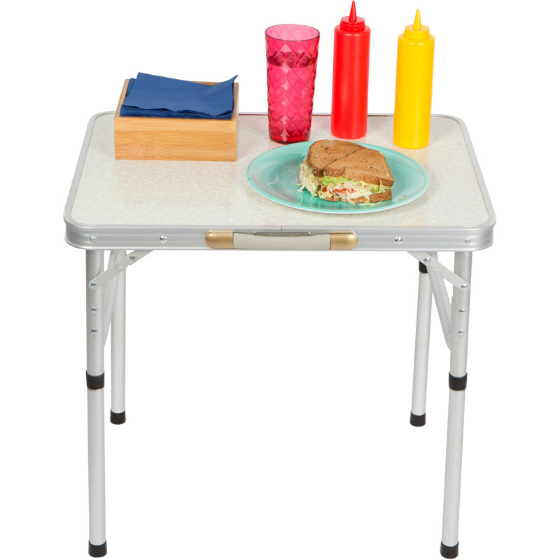 White Aluminum Portable Folding Camp Table with Carry Handle