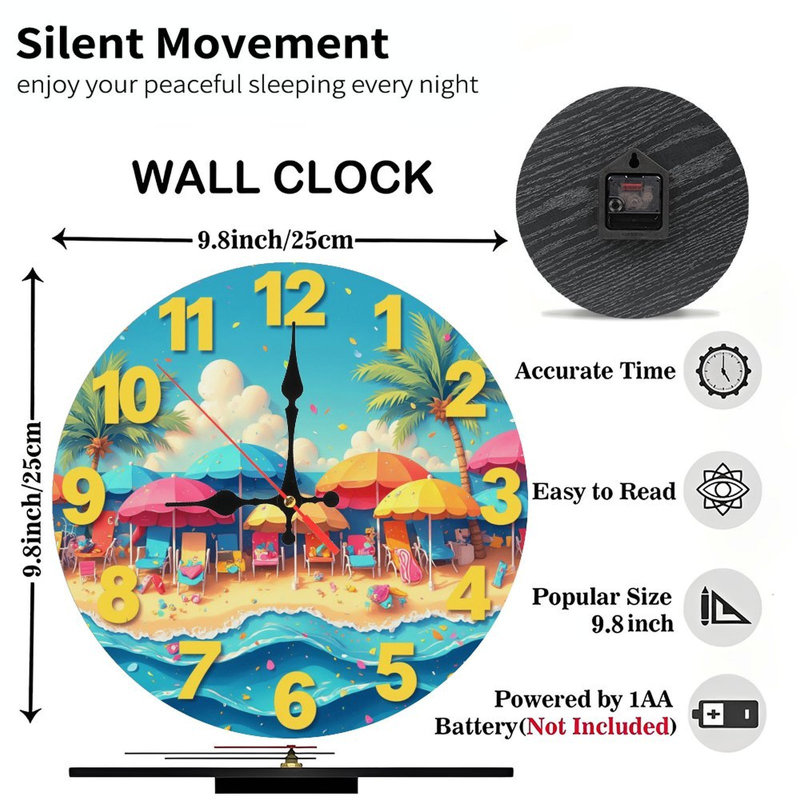 horloge de plage été océan amusants parapluies colorés