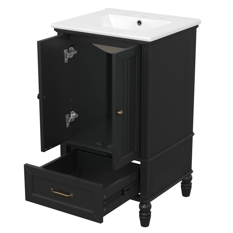 Meuble-lavabo de 20 po avec lavabo, Noir