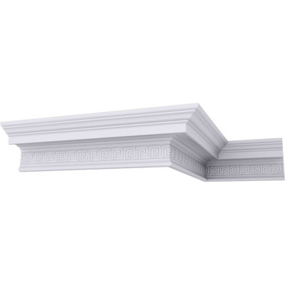 Endurathane Nestor Greek Key Crown Moulding, 5 7/8"H x 4 3/4"P x 7 1/2"F x 94 1/2"L, Factory Primed