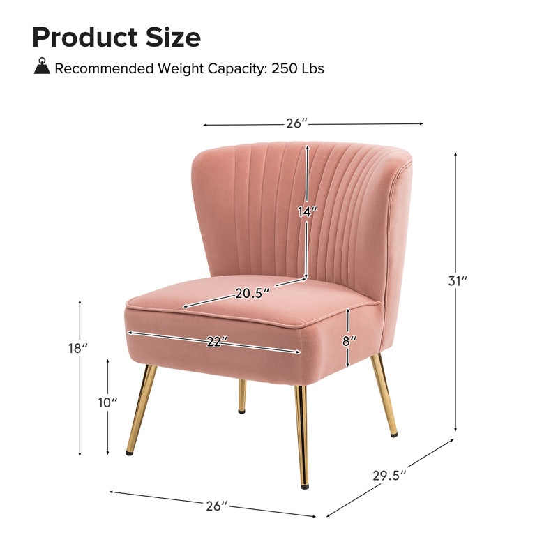 Chaise d'appoint d'appoint en velours capitonné Leona, Velours rose