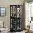 Antique Display Cabinet With 4 Glass Doors, Adjustable Shelves, Metal Embossed Handles And Integrated Lighting-851471830