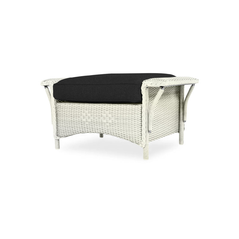 Nantucket Outdoor Ottoman, Canvas Black Sunbrella® Canvas, White
