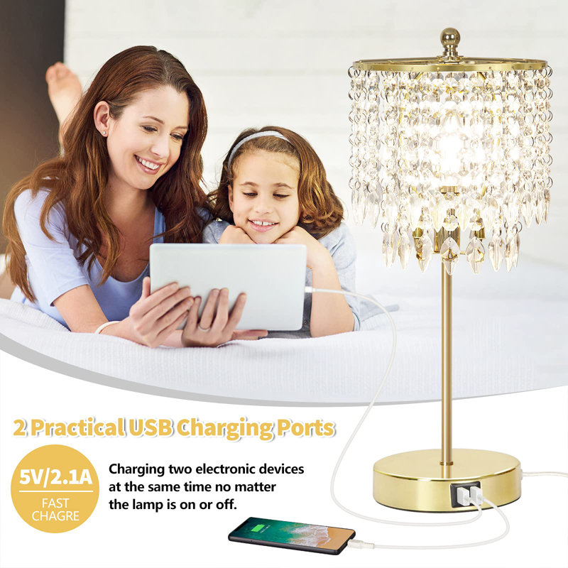 Lampe de table en métal Jesslyn, Doré, Blanc