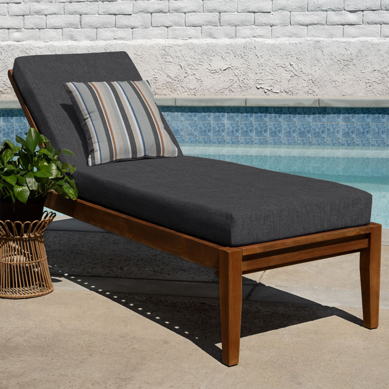 Meridian Outdoor Chaise Lounge Cushion – Weather-Resistant, Reversible, Plush Comfort, 70" L x 21.5" W, Turquoise Stripe