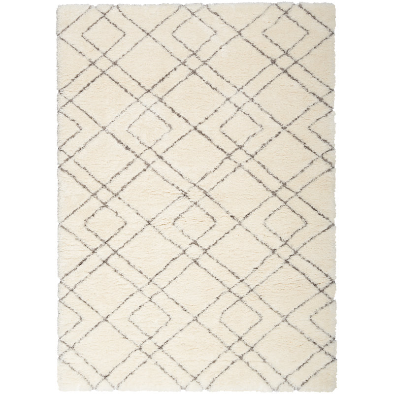 Tapis ivoire à poils longs Dreamy, Rectangle 5 pi 3 po x 7 pi 3 po