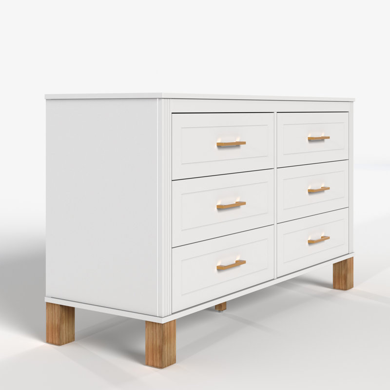 Commode double 6 tiroirs en blanc, Brown
