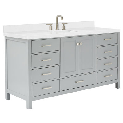 66.25'' Single Bathroom Vanity with Carrara Quartz Top