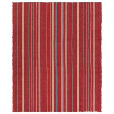 Tapis rayé rouge / bleu / crème Etha