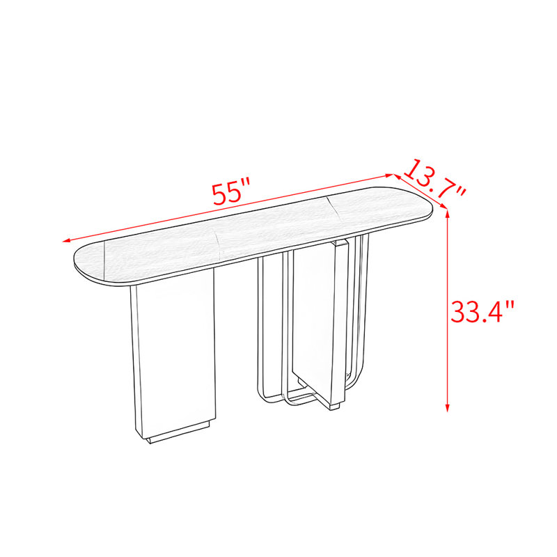 Console Modern Luxury, Noir / brun, H 33,4 po x l 55 po x P 13,7 po