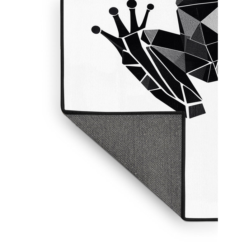 Tapis à motif géométrique bleu et noir Soft, 7 x 10