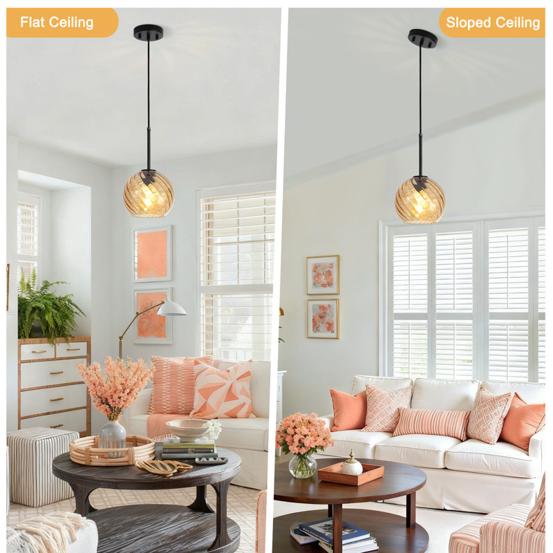 Emiliani 1 - Light Single Pendant, E26 Base, Amber