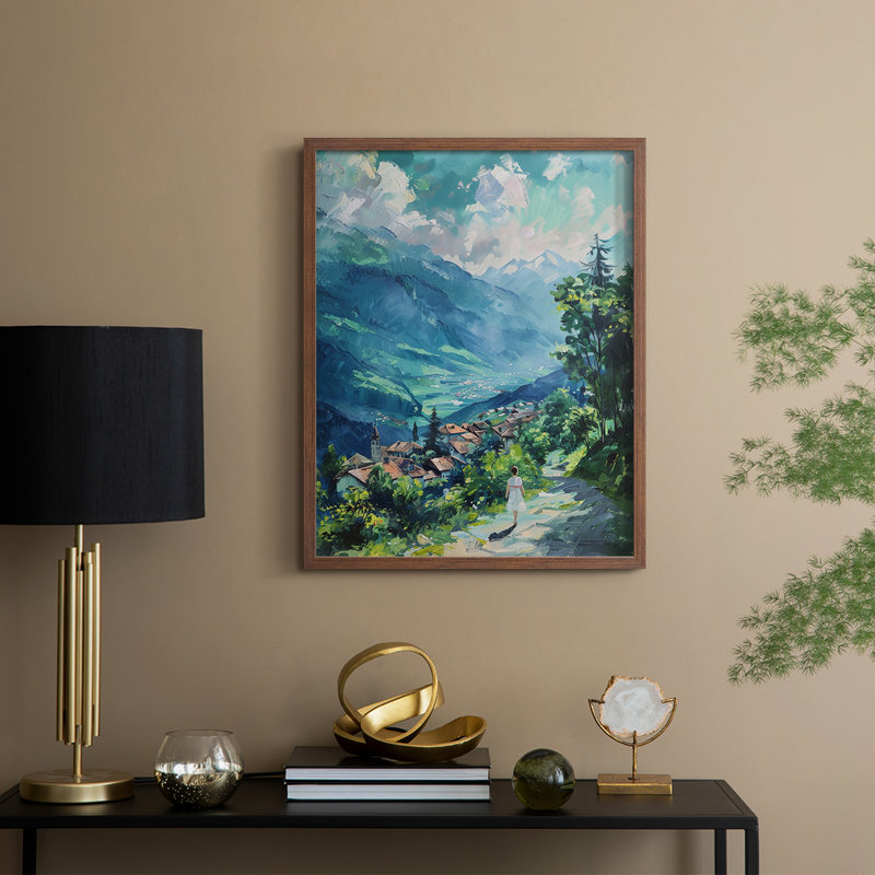 LANDSCAPES Series CCCLVIII Framed Print - Solid Wood, 15" H x 12" W, Walnut