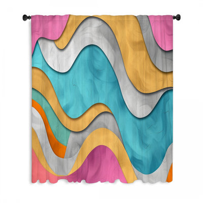 Abstract Window Curtains, Artistic Blockout & Sheer Curtains - 1 Panel