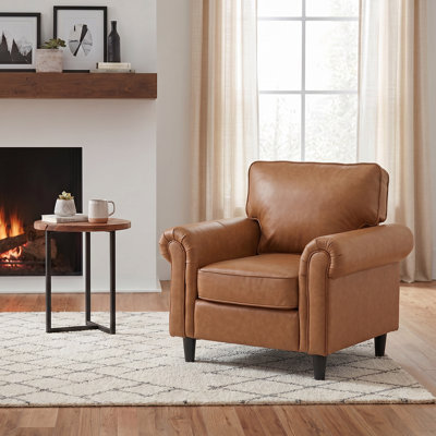 39.4" Wide Rolled Accent Chair Faux Leather Armchair