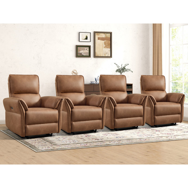 Fauteuil inclinable électrique rembourré de 33,5 po de largeur avec port USB et ports Type-C (ensemble de 4)