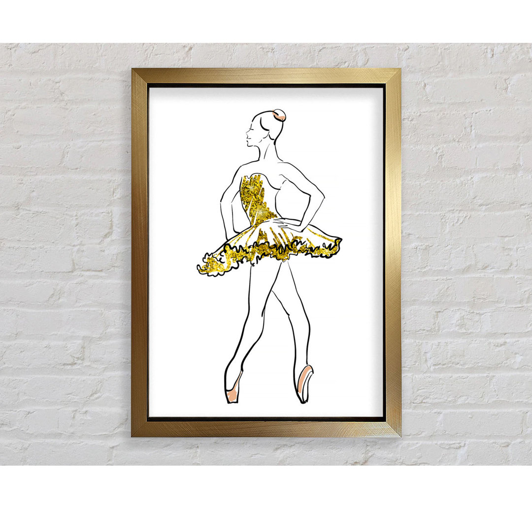 Golden Pink Ballerina 1 Gerahmter Druck