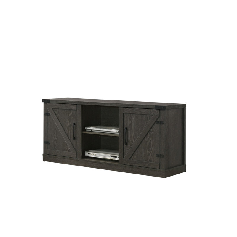 Salerno Dark Gray 58"W TV Stand With 2 Open Shelves And 2 Cabinets, Dark Gray