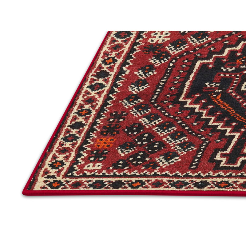 Tapis rouge / noir Southwestern, Rectangle 5 pi x 7 pi
