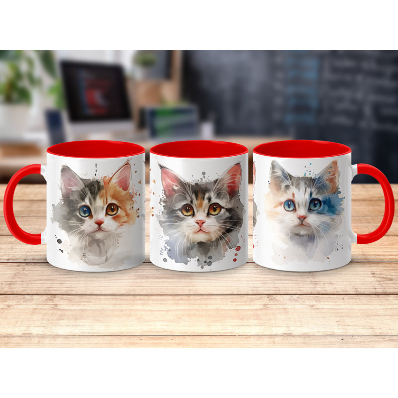 Ceramic Coffee Mug, Red, 3