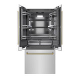 ZLINE Autograph 36 in. French Door Built-In Refrigerator w/ Gray Interior and Gold Helix Handles