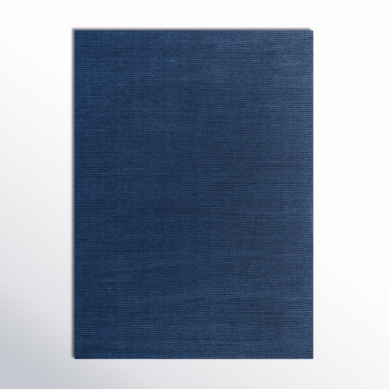 Tapis bleu foncé en laine fait à la main Crowe, Rectangle 2 pi x 3 pi