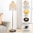  3-Light 63'' Crystal Floor Lamp, Gold Modern Waterfall LED Floor Light for Living Room, Bedroom, Office